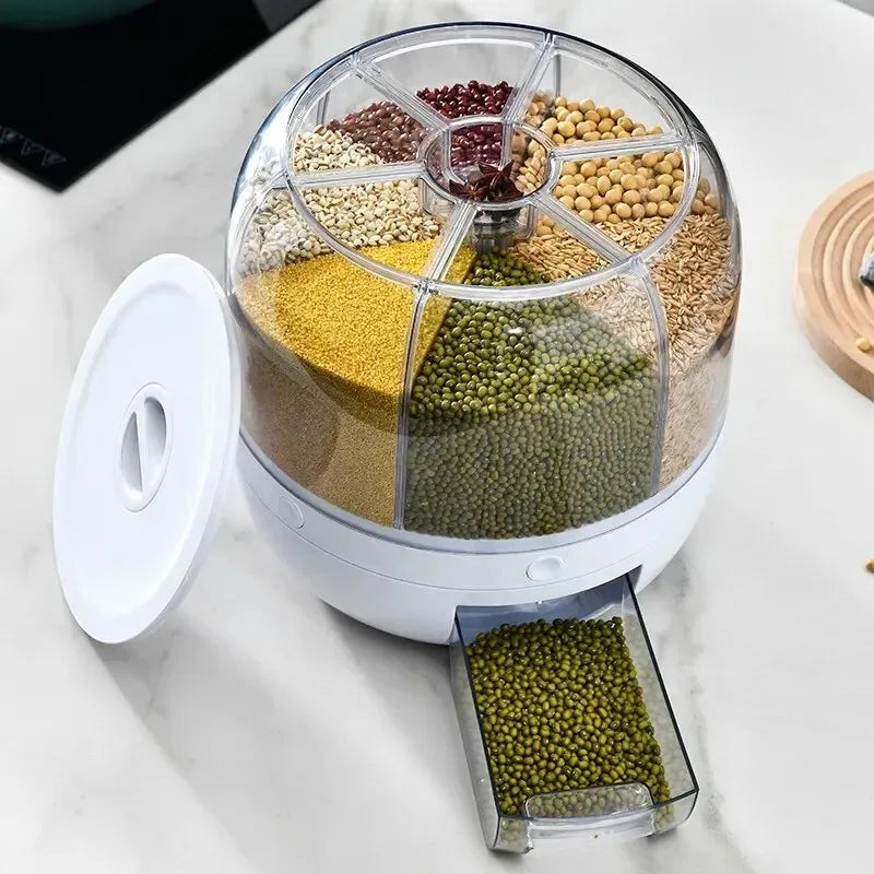 Recipiente De Arroz Com Caixa De Dispensador, Máquina De Separação De Arroz 360 °, Frascos De Armazenamento De Cozinha, Selo De Alimentos, Utensílios De Cozinha, Armazenamento De Grãos