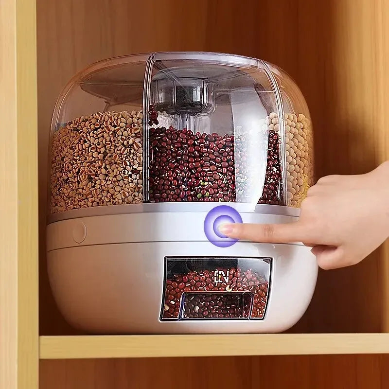 Recipiente De Arroz Com Caixa De Dispensador, Máquina De Separação De Arroz 360 °, Frascos De Armazenamento De Cozinha, Selo De Alimentos, Utensílios De Cozinha, Armazenamento De Grãos