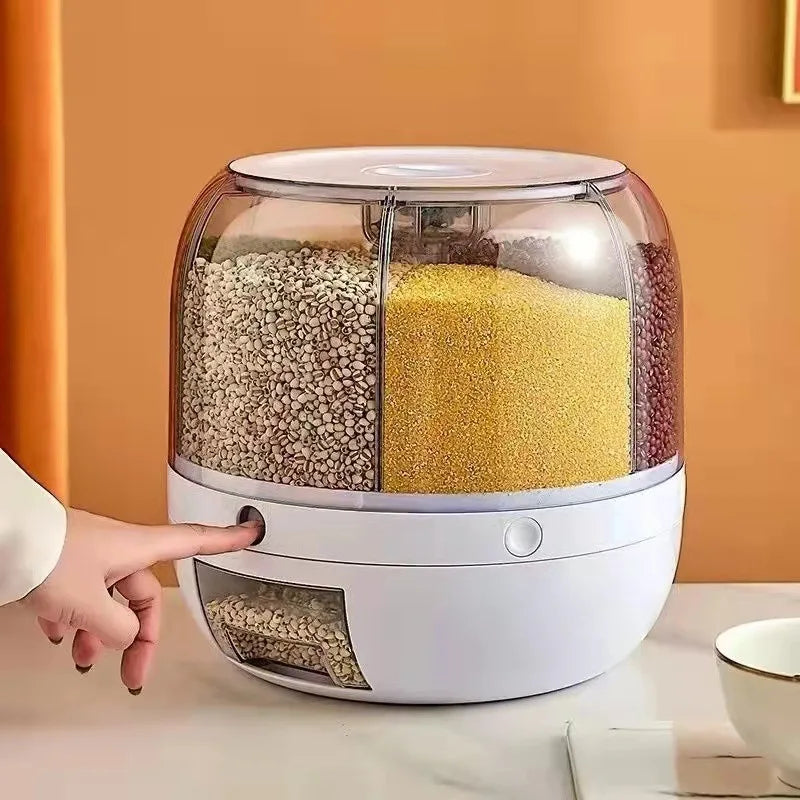 Recipiente De Arroz Com Caixa De Dispensador, Máquina De Separação De Arroz 360 °, Frascos De Armazenamento De Cozinha, Selo De Alimentos, Utensílios De Cozinha, Armazenamento De Grãos