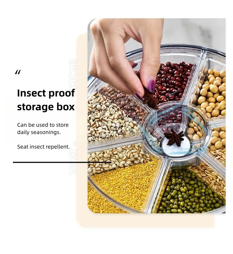 Recipiente De Arroz Com Caixa De Dispensador, Máquina De Separação De Arroz 360 °, Frascos De Armazenamento De Cozinha, Selo De Alimentos, Utensílios De Cozinha, Armazenamento De Grãos