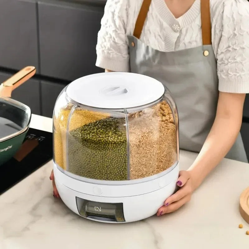 Recipiente De Arroz Com Caixa De Dispensador, Máquina De Separação De Arroz 360 °, Frascos De Armazenamento De Cozinha, Selo De Alimentos, Utensílios De Cozinha, Armazenamento De Grãos