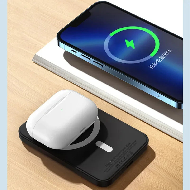 Banco de potência magnético para iphone magsafe bateria externa portátil carregador sem fio para apple original powerbank bateria sobressalente