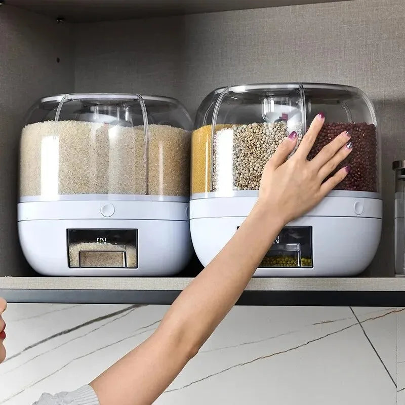 Recipiente De Arroz Com Caixa De Dispensador, Máquina De Separação De Arroz 360 °, Frascos De Armazenamento De Cozinha, Selo De Alimentos, Utensílios De Cozinha, Armazenamento De Grãos