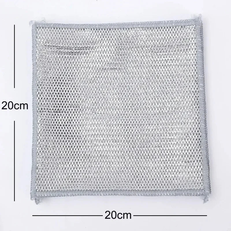 Pano de limpeza de fio de aço espessado, sem arranhões, dupla camada, microfibra de ferro, malha Dishrag, lavando pano, toalha de cozinha, 20 pcs, 5pcs