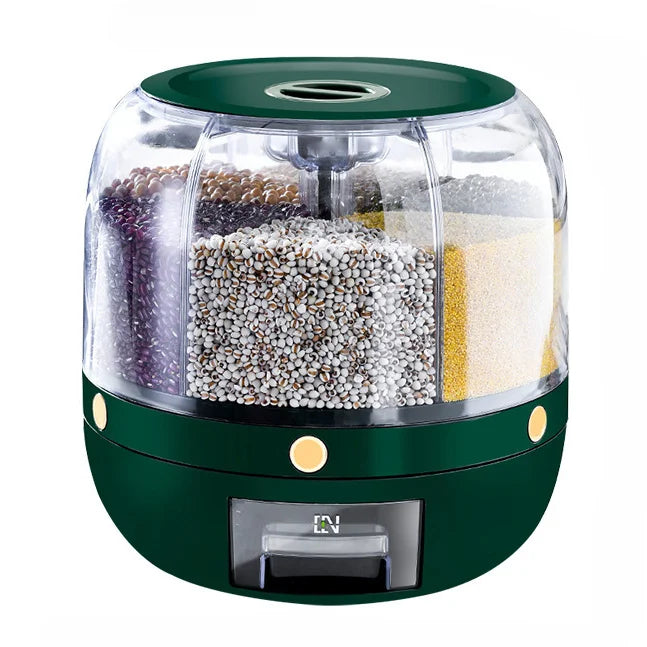 Recipiente De Arroz Com Caixa De Dispensador, Máquina De Separação De Arroz 360 °, Frascos De Armazenamento De Cozinha, Selo De Alimentos, Utensílios De Cozinha, Armazenamento De Grãos