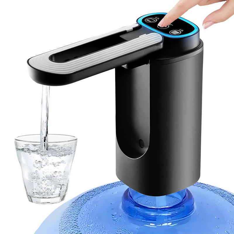 Distribuidor de água automático para garrafa de 5 galões, carregamento tipo C, portátil, elétrico, preto