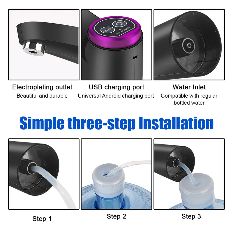 Bomba De Água Elétrica Automática Com Controle De Toque, Distribuidor De Água, Garrafa De Água, Interruptor De Beber, Botão, Carregamento USB