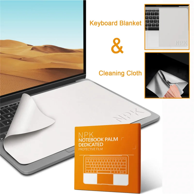 Microfibra protetora palma tampa do teclado cobertor, Dustproof Film, Laptop tela pano de limpeza, Macbook Pro 13 ", 15", 16 "Notebook