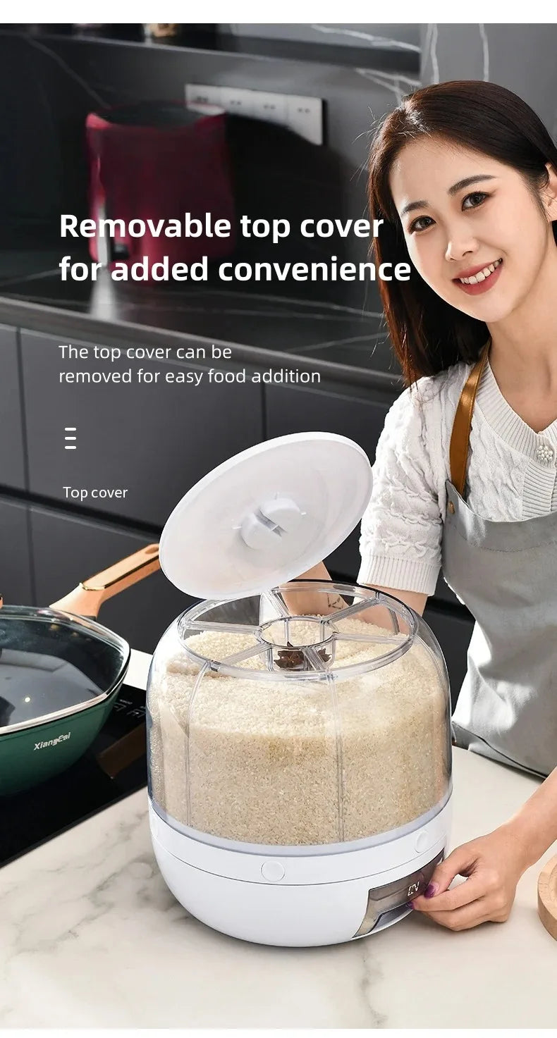 Recipiente De Arroz Com Caixa De Dispensador, Máquina De Separação De Arroz 360 °, Frascos De Armazenamento De Cozinha, Selo De Alimentos, Utensílios De Cozinha, Armazenamento De Grãos