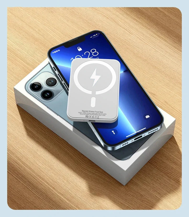 Banco de potência magnético para iphone magsafe bateria externa portátil carregador sem fio para apple original powerbank bateria sobressalente