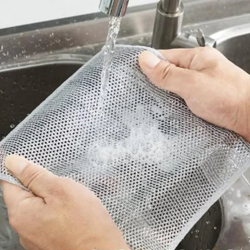 Pano de limpeza de fio de aço espessado, sem arranhões, dupla camada, microfibra de ferro, malha Dishrag, lavando pano, toalha de cozinha, 20 pcs, 5pcs