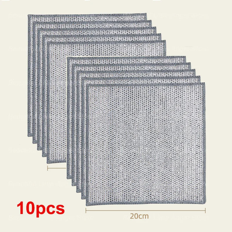 Pano de limpeza de fio de aço espessado, sem arranhões, dupla camada, microfibra de ferro, malha Dishrag, lavando pano, toalha de cozinha, 20 pcs, 5pcs