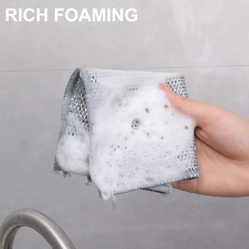 Pano de limpeza de fio de aço espessado, sem arranhões, dupla camada, microfibra de ferro, malha Dishrag, lavando pano, toalha de cozinha, 20 pcs, 5pcs