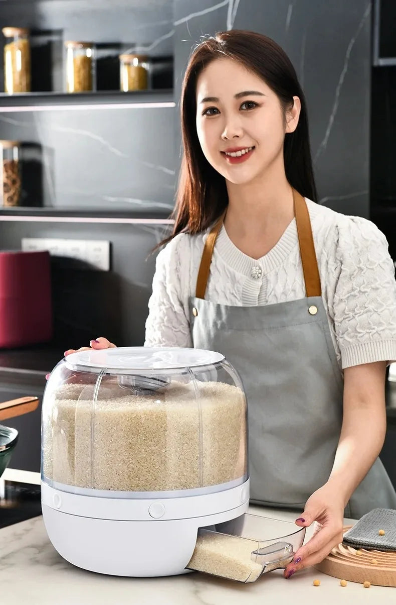 Recipiente De Arroz Com Caixa De Dispensador, Máquina De Separação De Arroz 360 °, Frascos De Armazenamento De Cozinha, Selo De Alimentos, Utensílios De Cozinha, Armazenamento De Grãos
