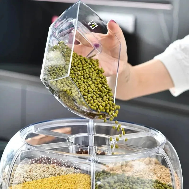 Recipiente De Arroz Com Caixa De Dispensador, Máquina De Separação De Arroz 360 °, Frascos De Armazenamento De Cozinha, Selo De Alimentos, Utensílios De Cozinha, Armazenamento De Grãos