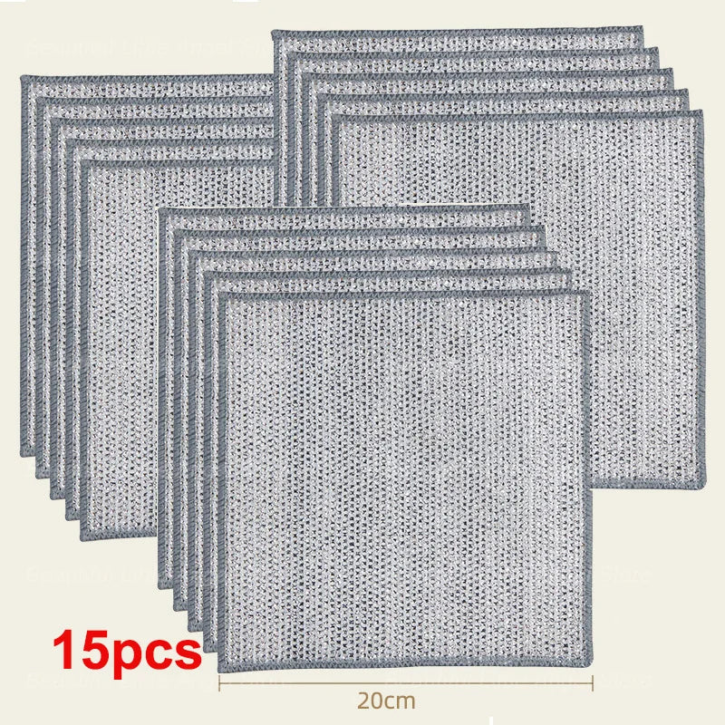Pano de limpeza de fio de aço espessado, sem arranhões, dupla camada, microfibra de ferro, malha Dishrag, lavando pano, toalha de cozinha, 20 pcs, 5pcs